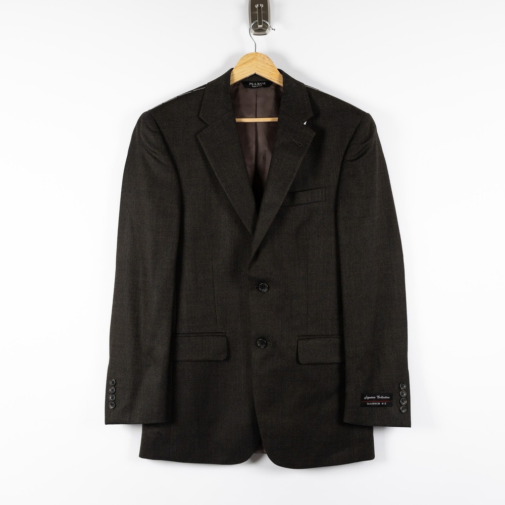 Jos A Bank Signature Blazer Men Size 36 Silk Wool‎ Blend REG Brown TF 2 Button
